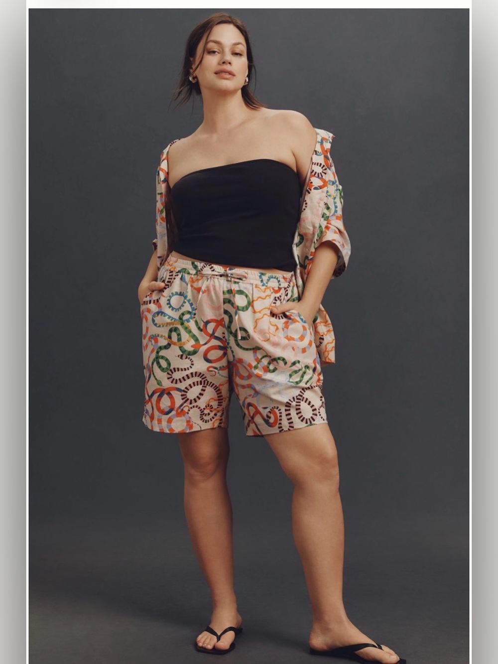 Rachel Antonoff Multicolor Snake-Print Linen-Cotton Shorts 2X Anthropologie EUC - Picture 6 of 13